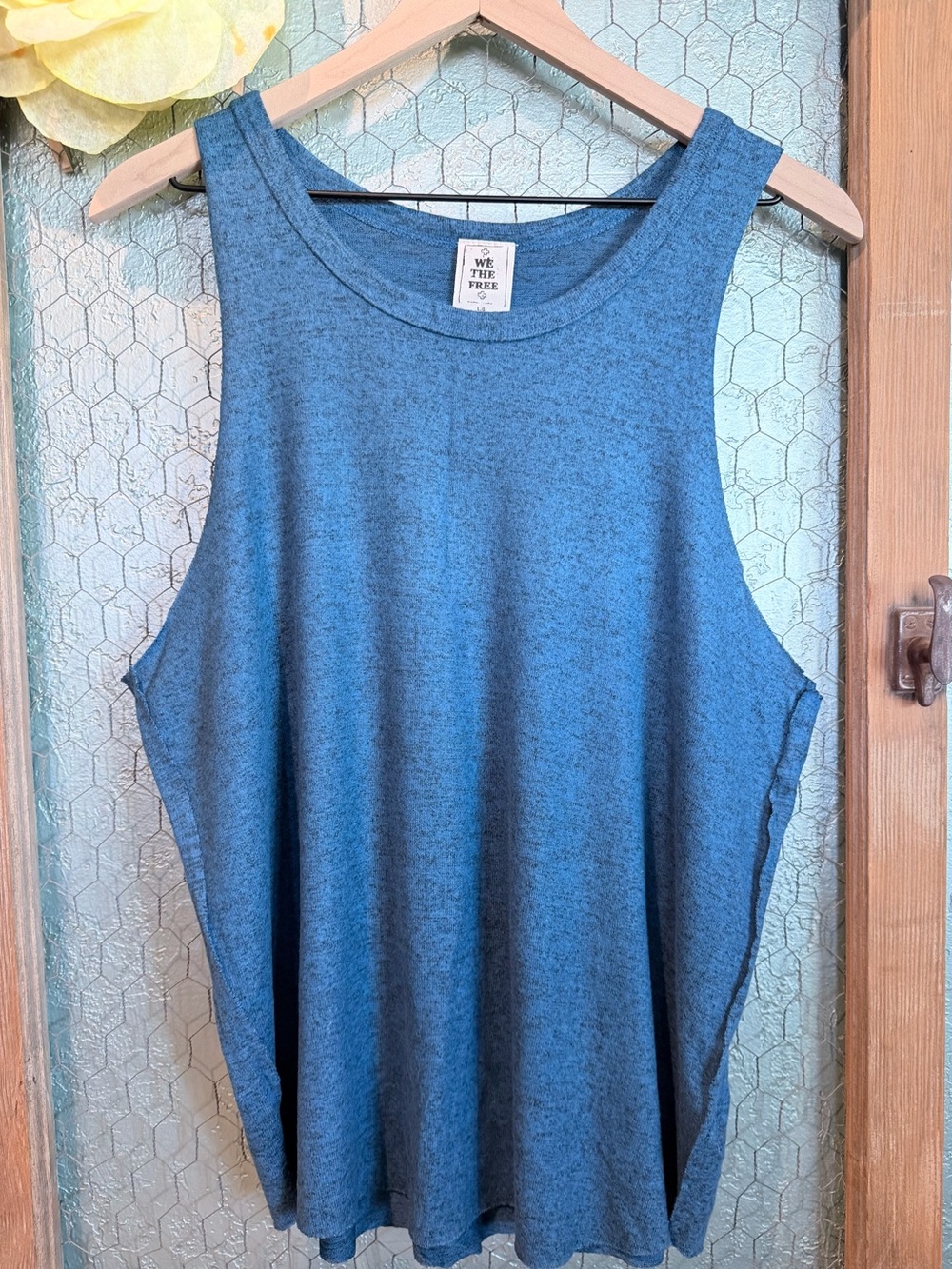 We The Free Women's Blue and Black Heather Muscle Tank Top